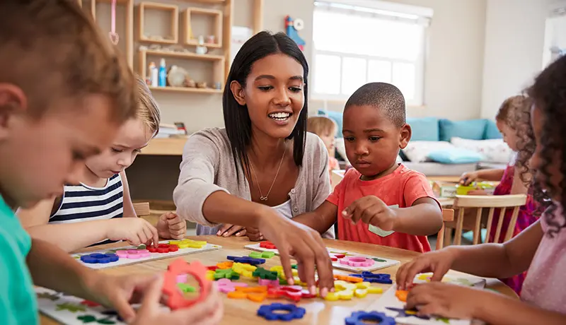 teacher with kids