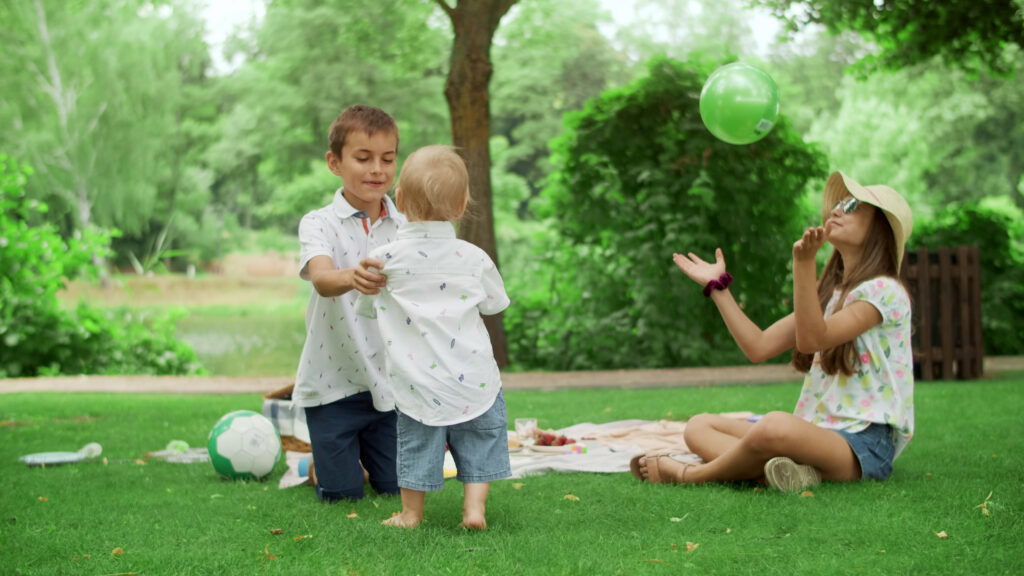 Kids playing in summer