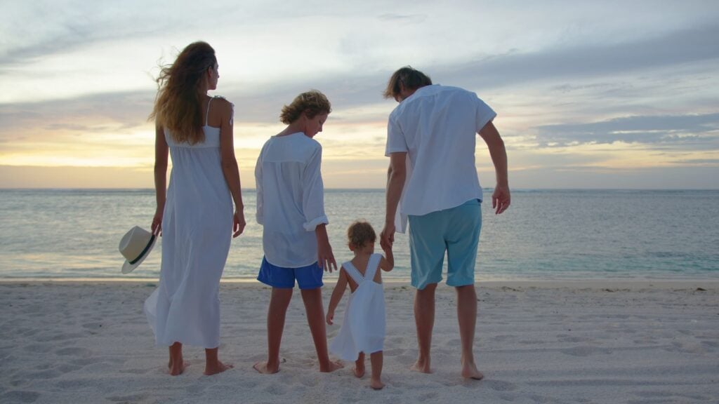Family on beach holiday vacation